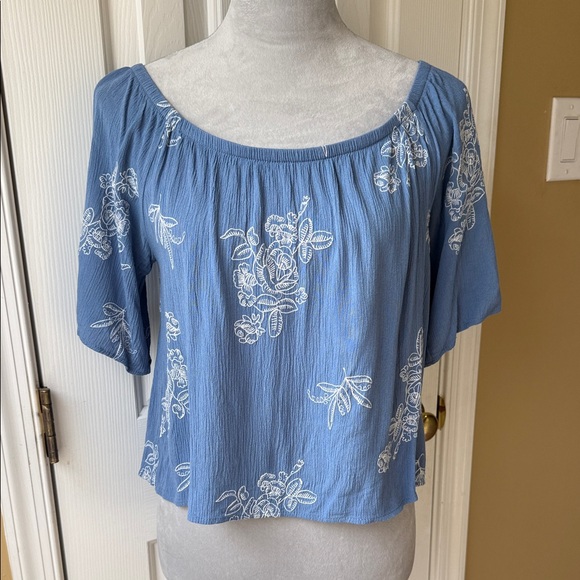 Honey Belle Tops - Honey Belle M Blue Floral Top